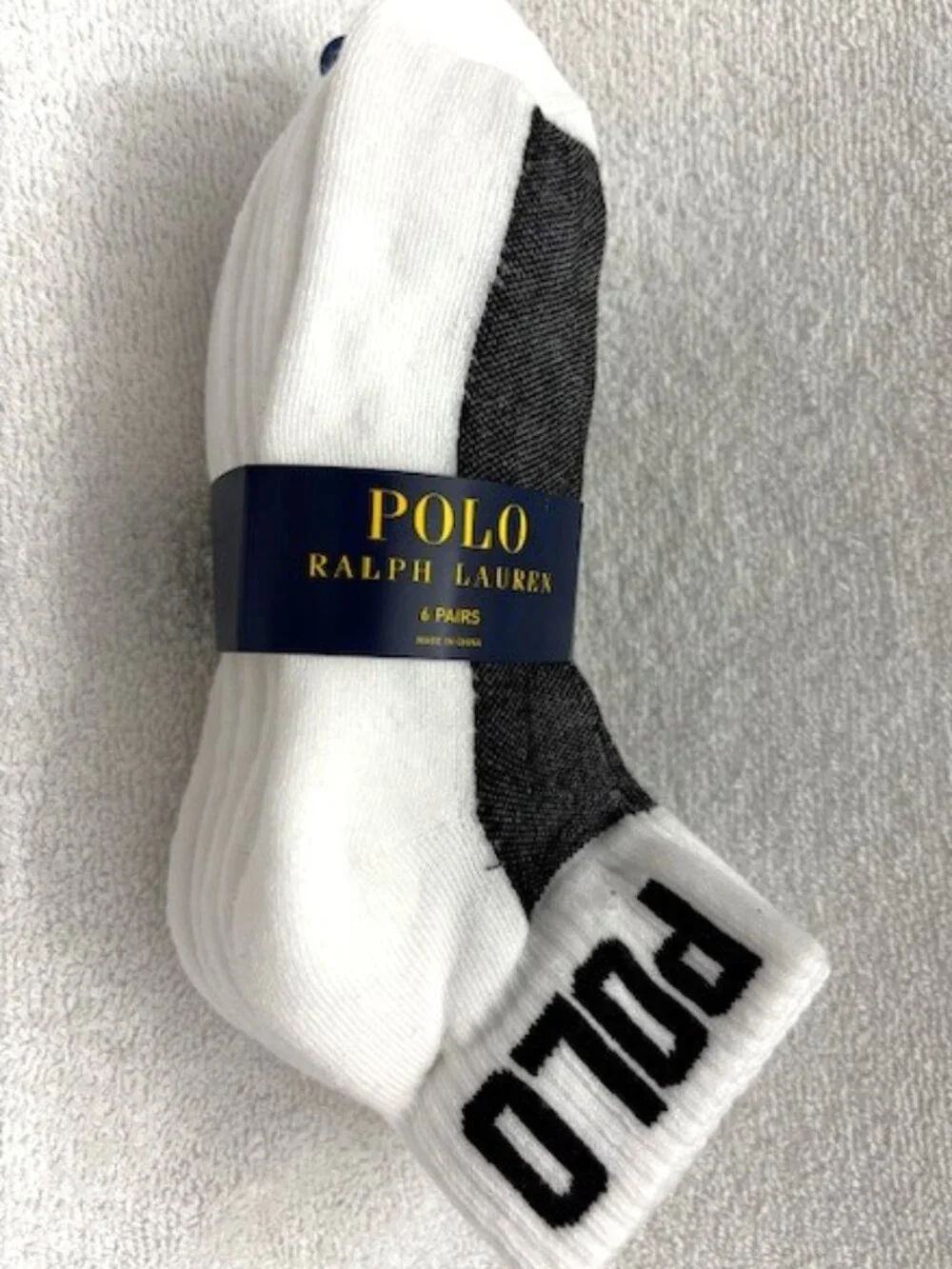 Polo Ralph Lauren 6-pack white quarter-bed socks with logo NWT Women's Size 9-11